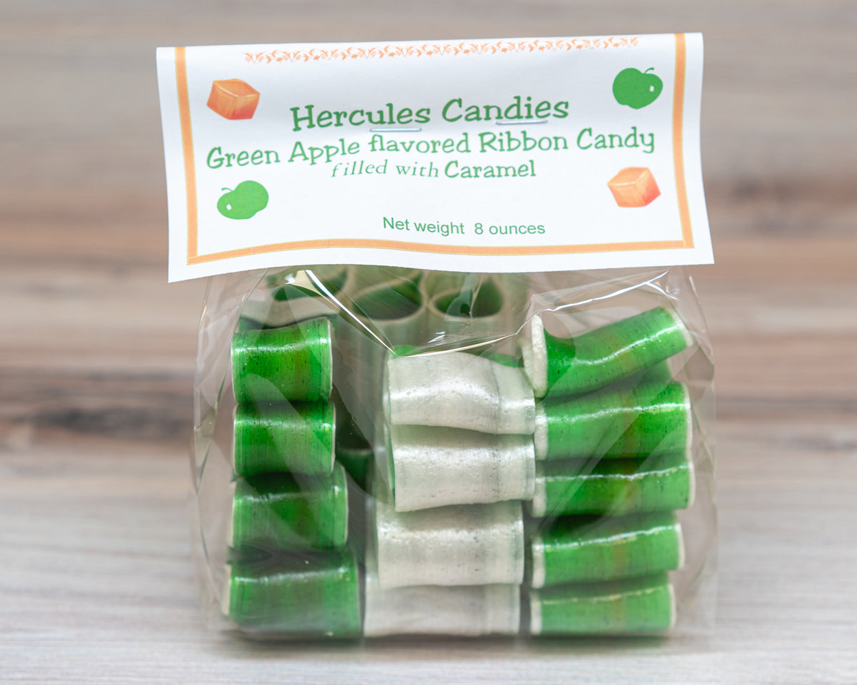 Green Apple Caramel Filled Ribbon Candy Hercules Candy And Chocolate Shop 3745